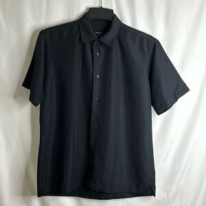 Van Heusen Mens Black Short Sleeve Button Up Shirt Size Medium